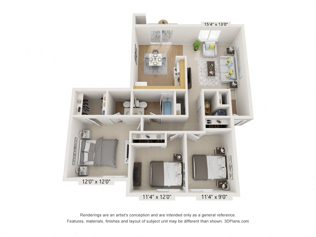 Central Pointe 3x1.5 Floor Plan